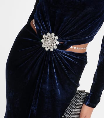 Crystal-embellished velvet maxi dress | Rabanne