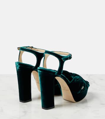 Heloise 120 velvet peep-toe platform pumps  | Jimmy Choo