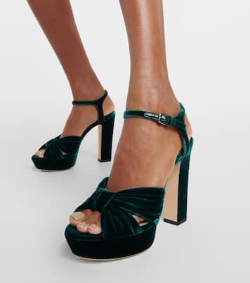 Heloise 120 velvet peep-toe platform pumps  | Jimmy Choo