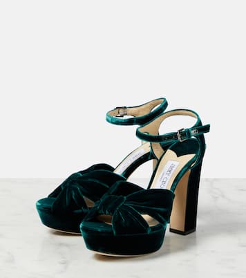 Heloise 120 velvet peep-toe platform pumps  | Jimmy Choo