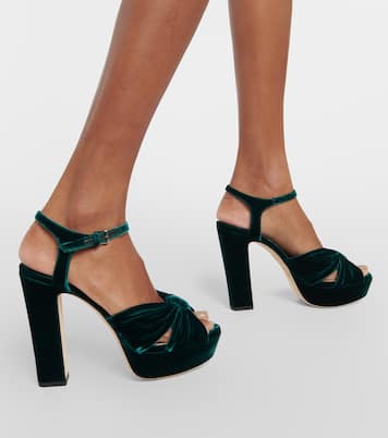 Heloise 120 velvet peep-toe platform pumps  | Jimmy Choo