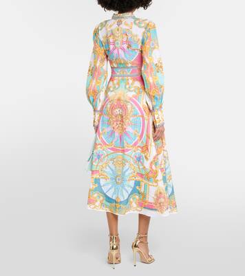 Printed linen midi dress | Camilla