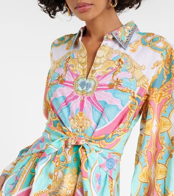 Printed linen midi dress | Camilla