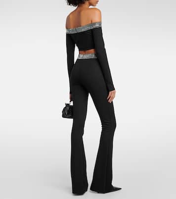 Pantaloni flared in jersey con cristalli | David Koma