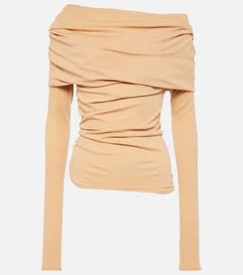 Bound draped off-shoulder jersey top | Entire Studios