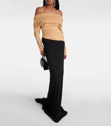 Bound draped off-shoulder jersey top | Entire Studios