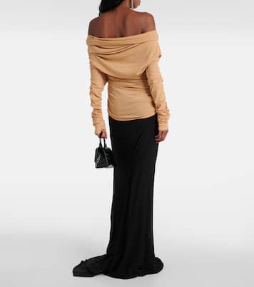 Bound draped off-shoulder jersey top | Entire Studios
