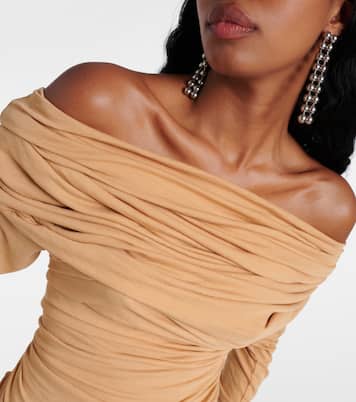 Bound draped off-shoulder jersey top | Entire Studios