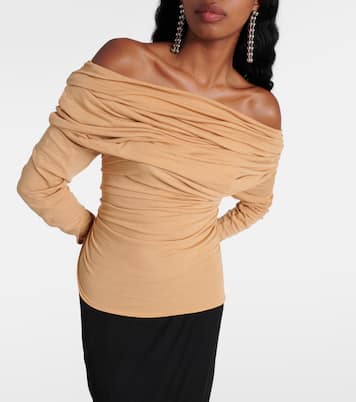 Bound draped off-shoulder jersey top | Entire Studios