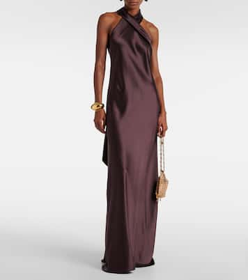 Robe longue Pandora en satin | Galvan