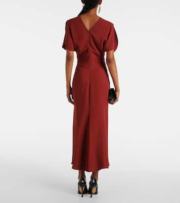 Puff-sleeve gathered midi dress | Victoria Beckham