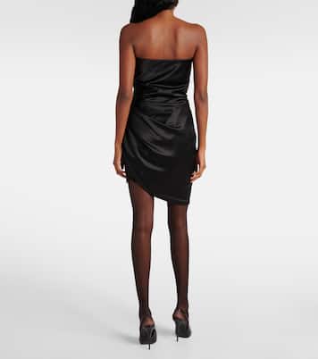 Miniabito in raso di seta con pizzo | Saint Laurent