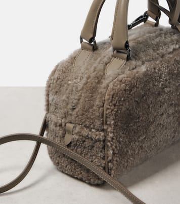 Borsa in shearling con pelle | Brunello Cucinelli
