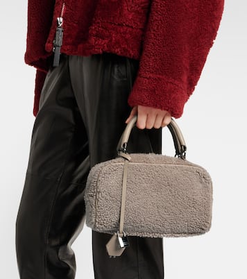 Borsa in shearling con pelle | Brunello Cucinelli
