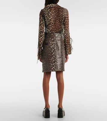 Leopard-print denim skirt | Ganni
