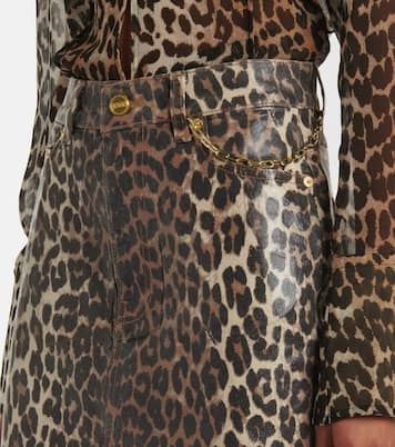 Leopard-print denim skirt | Ganni