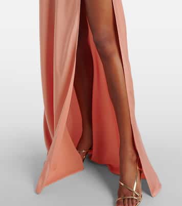 Jazzy feather-trimmed satin gown | The New Arrivals Ilkyaz Ozel