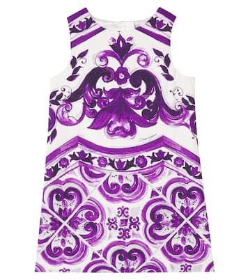 Robe Majolica en coton et lin mélangés | Dolce&Gabbana Kids