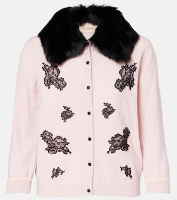 Cardigan aus Schurwolle mit Shearling | Valentino