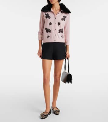 Cardigan aus Schurwolle mit Shearling | Valentino