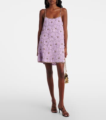 Embellished floral chiffon minidress | La DoubleJ