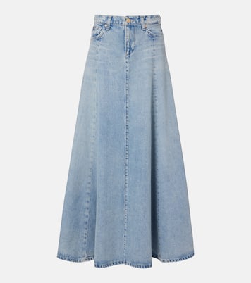Drama high-rise cotton denim maxi skirt | 7 For All Mankind