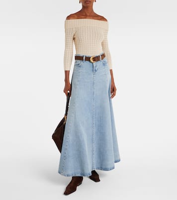 Drama high-rise cotton denim maxi skirt | 7 For All Mankind