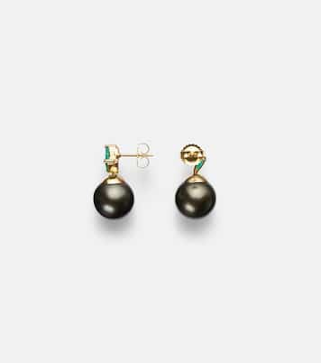 One Of A Kind 18kt gold earrings with emeralds and pearls | Suzanne Kalan
