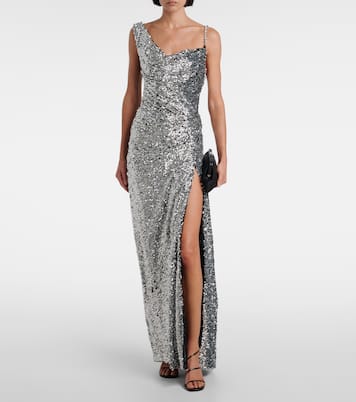 One-shoulder sequined gown | Area