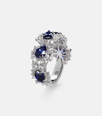 Anello in oro bianco 18kt con zaffiri e diamanti | Suzanne Kalan