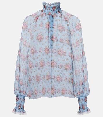 Floral ruffled silk and cotton blouse | Dolce&Gabbana