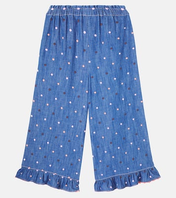 Embroidered polka-dot denim pants | Zimmermann Kids