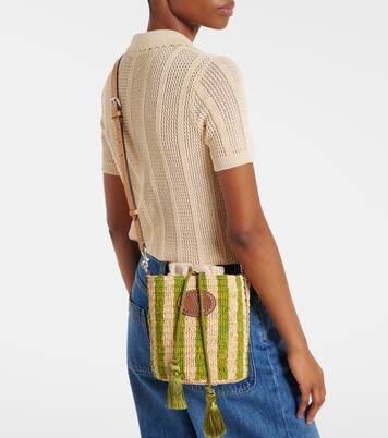 VLogo Mini striped raffia tote bag | Valentino Garavani