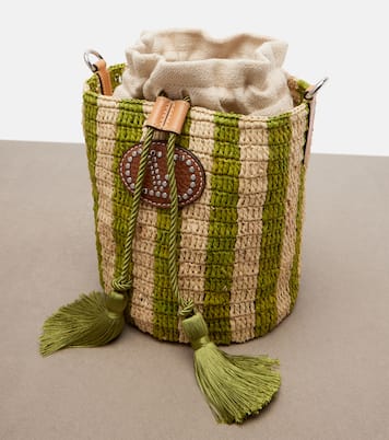 VLogo Mini striped raffia tote bag | Valentino Garavani