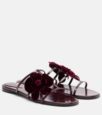 Orchid floral-appliqué leather sandals | Zimmermann