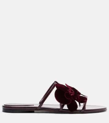 Orchid floral-appliqué leather sandals | Zimmermann