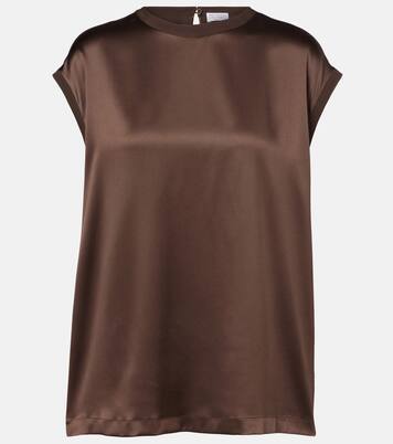 Silk-blend satin top | Brunello Cucinelli