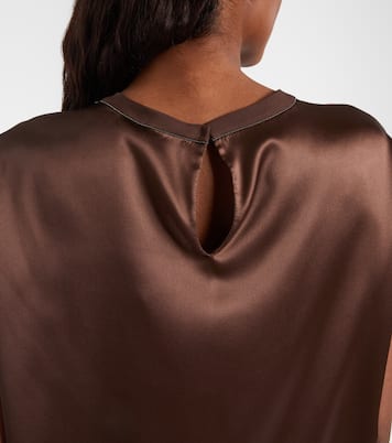 Silk-blend satin top | Brunello Cucinelli