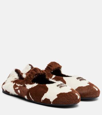 Cow-print calf hair ballet flats | Miu Miu