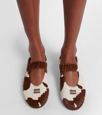 Cow-print calf hair ballet flats | Miu Miu