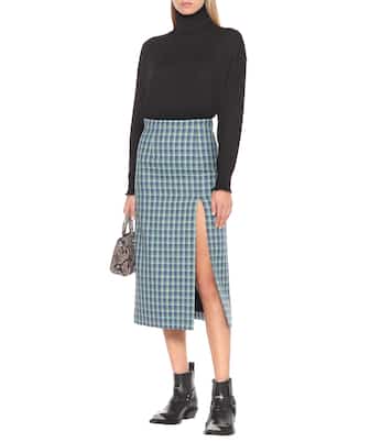 Gonna midi a quadri in lana | Balenciaga