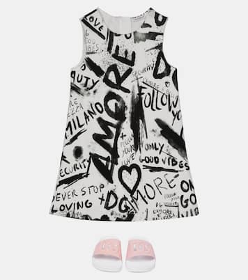 Bedrucktes Kleid aus Stretch-Baumwolle | Dolce&Gabbana Kids