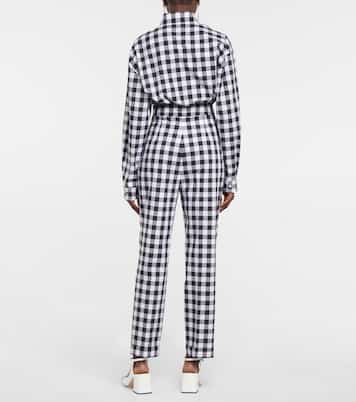 Camicia cropped in cotone a quadri | Miu Miu