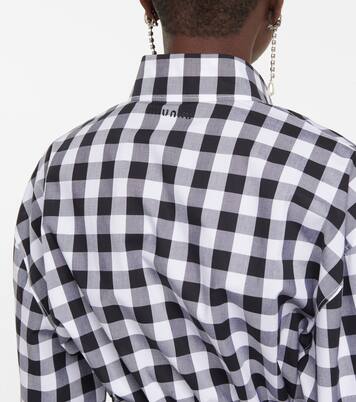 Camicia cropped in cotone a quadri | Miu Miu