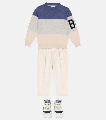 Pullover in cashmere a righe | Brunello Cucinelli Kids