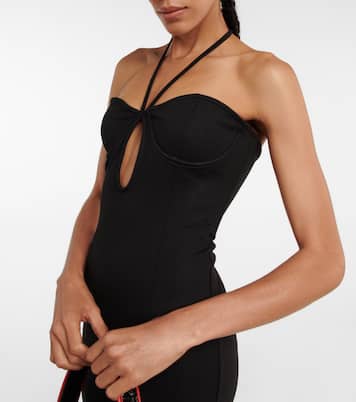 Vestido midi Bardot con cuello halter | Staud