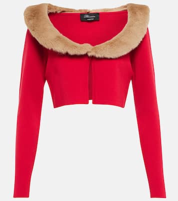 Faux fur-trimmed jersey cardigan | Blumarine