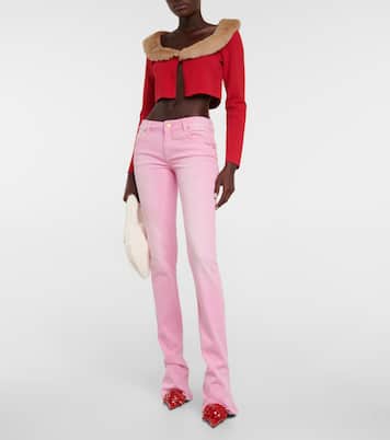 Faux fur-trimmed jersey cardigan | Blumarine