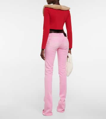 Faux fur-trimmed jersey cardigan | Blumarine