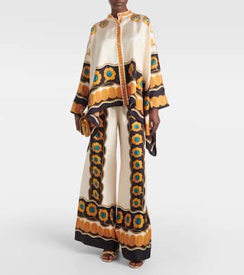 Printed silk twill palazzo pants | La DoubleJ